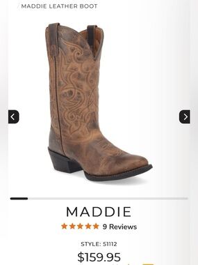 Laredo Maddie Cowboy Boots Women’s Size 9 Wide Tan Brown Distressed R Toe 51112